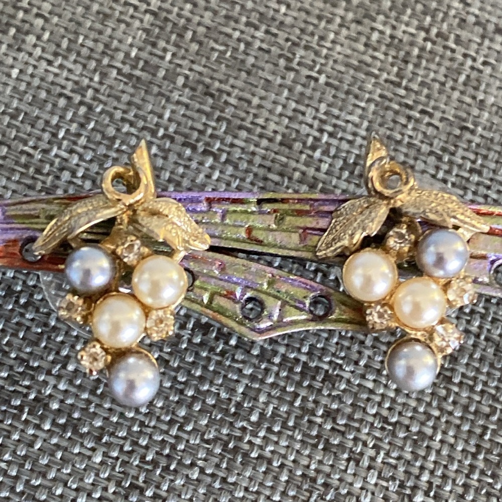 Elegant Gold and Pearl Grape Cluster Earrings